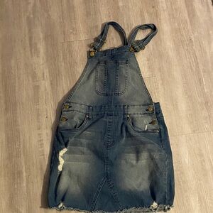 Denim Overall Dress - Blue
